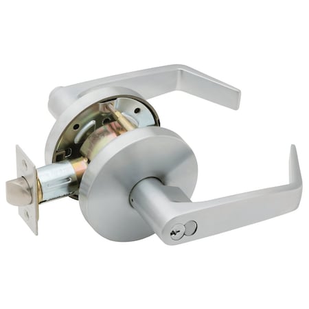Falcon Grade 2 Entry Cylindrical Lock, SFIC Prep With Construction Core, Dane Lever, Standard Rose, Satin W501HD D 626